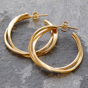 Sterling Silver Stud Hoop Earrings Gold