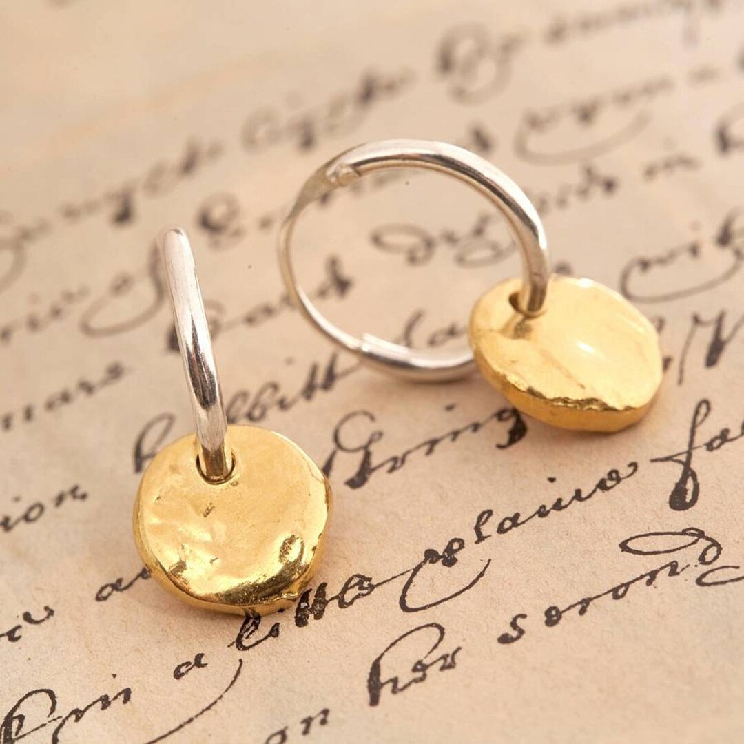 Sterling Silver Huggie Hoop Earrings With Charm Silver and Gold ...