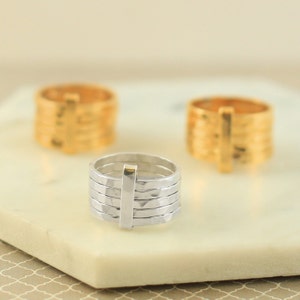 Sterling Silver Stacking Ring Set Textured Silver Ring Stackable Silver Ring Rustic Ring Multi Band Ring Dainty Stacking Ring Set image 3
