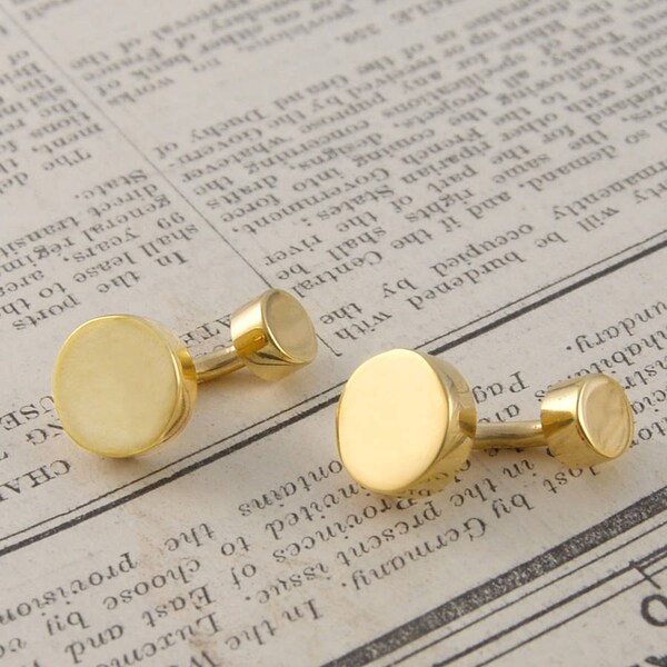 Round Cufflinks Gold Plated Sterling Silver Fathers Day Gift Cuff Links For Groom Gold Cufflinks Gift For Men Gold Cuff Links