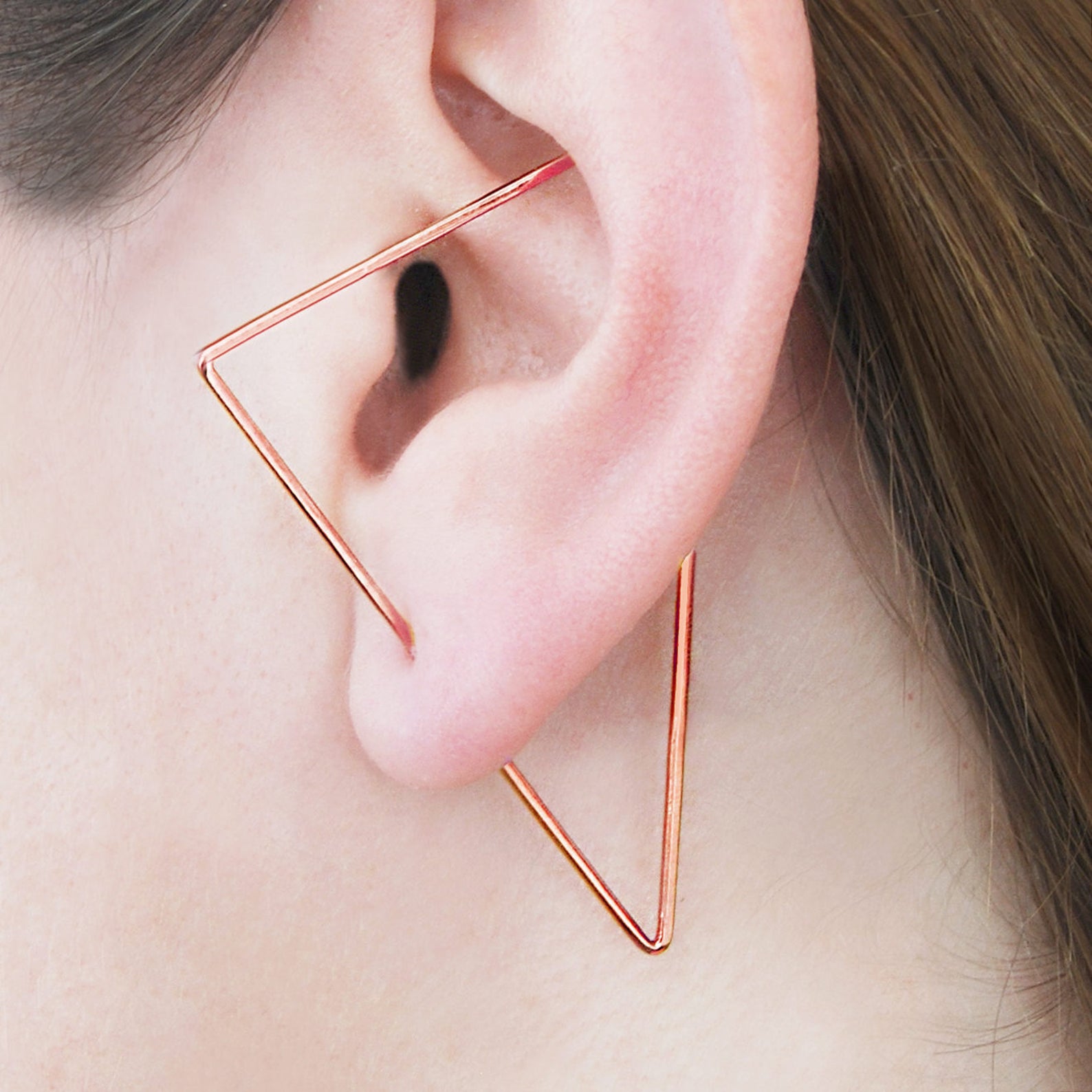 Rose Gold Ear Cuff Rose Gold Earrings Modern Earring Circle Etsy