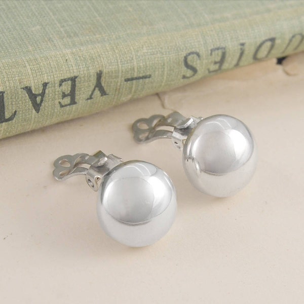 Sterling Silver Clip On Earrings Silver Clipon Button Earrings No Piercing Earrings Clip Earrings For Women Everyday Earrings No Piercing