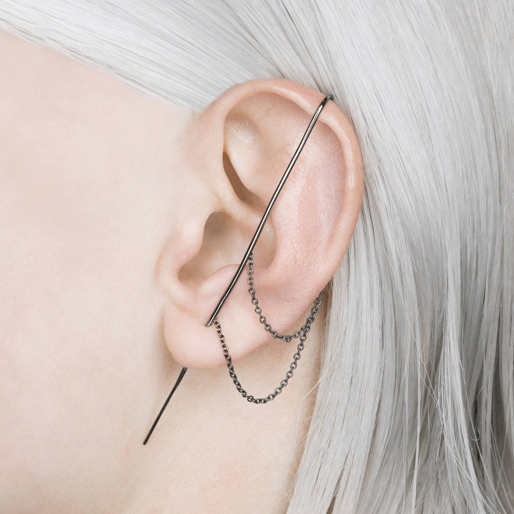 Kaleidoscope Hanging Chain Single Cuff Earring – Sweet Pea Jewellery