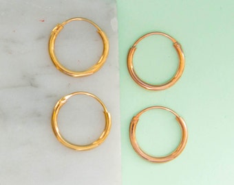 Mixed Metal Sleeper Hoops Rose Gold Yellow Gold Sleepers 1.5cm Sleeper Hoops Simple Sleeper Hoops Sterling Silver Sleeper Hoops Medium Hoops