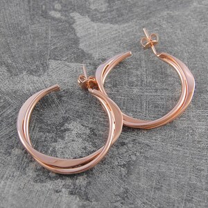 Rose Gold Twisted Double Hoop Earrings for Women