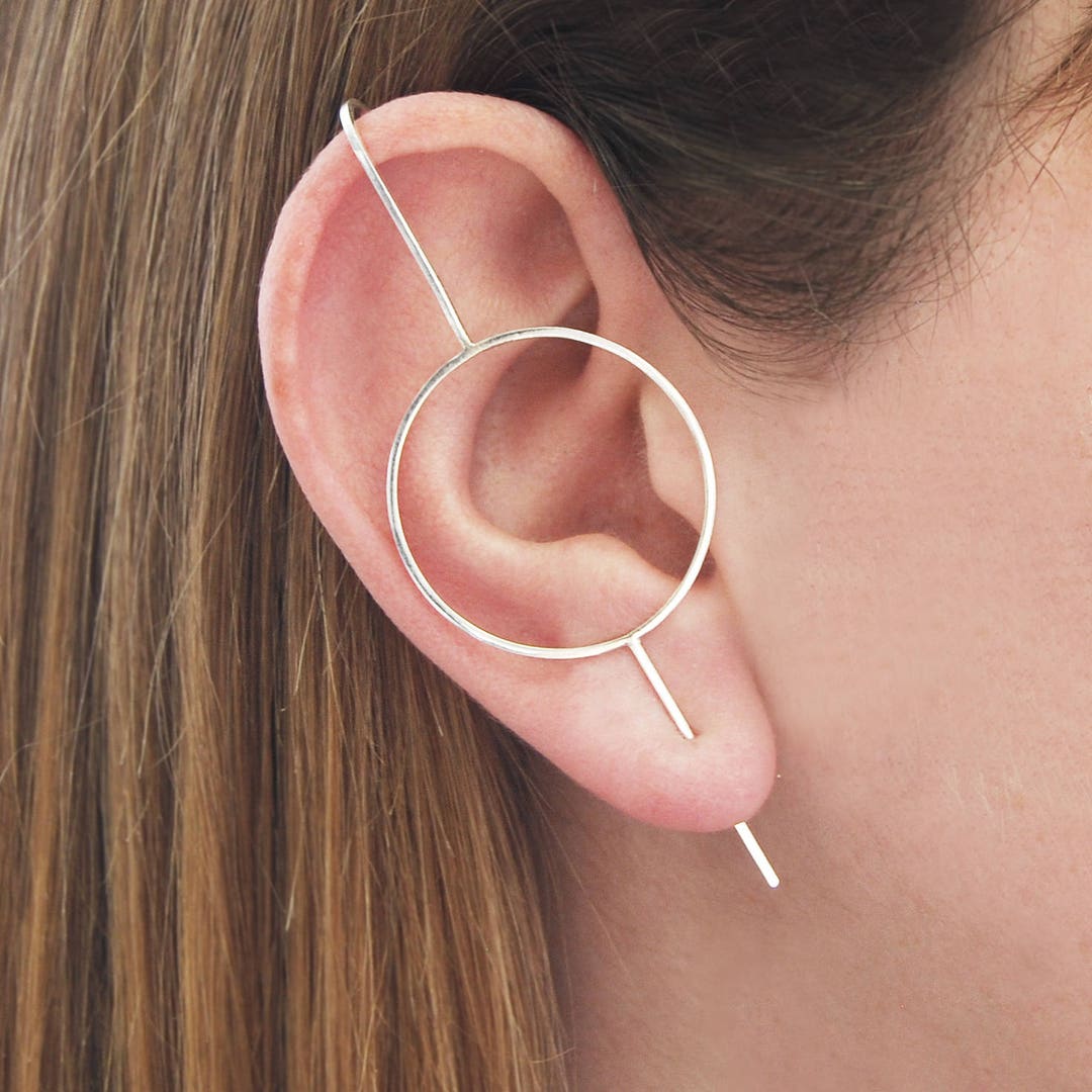 Sterling Silver Ear Cuff Silver Earrings Modern Silver Jewelry - Etsy