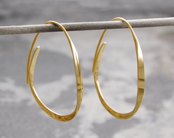 Sterling Silver Gold Hoop Earrings Gold Drop Earring Dangly Earrings Drop Hoop Earring Modern Hoops Statement Earrings Silver Hoop Earrings