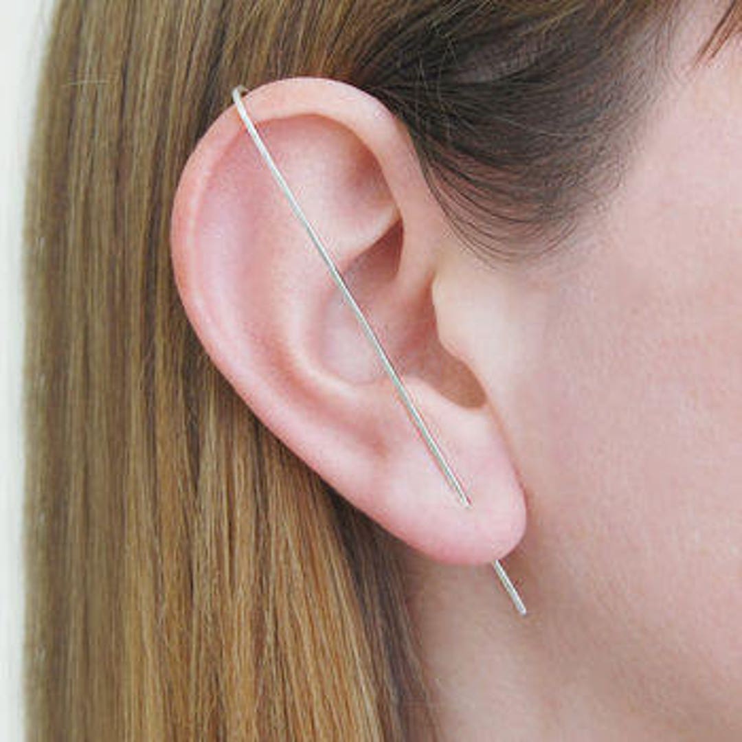 Silver Ear Cuff Silver Bar Earring Sterling Silver Ear Climbers Minimalist  Earrings Ear Jacket Simple Earrings Edgy Earrings, Jewelry - Etsy