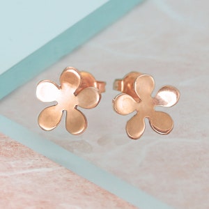 Flower Stud Earrings Rose Gold Floral Jewelry Sterling Silver Stud Earrings Gifts For Girlfriend Cute Earring Rose Gold