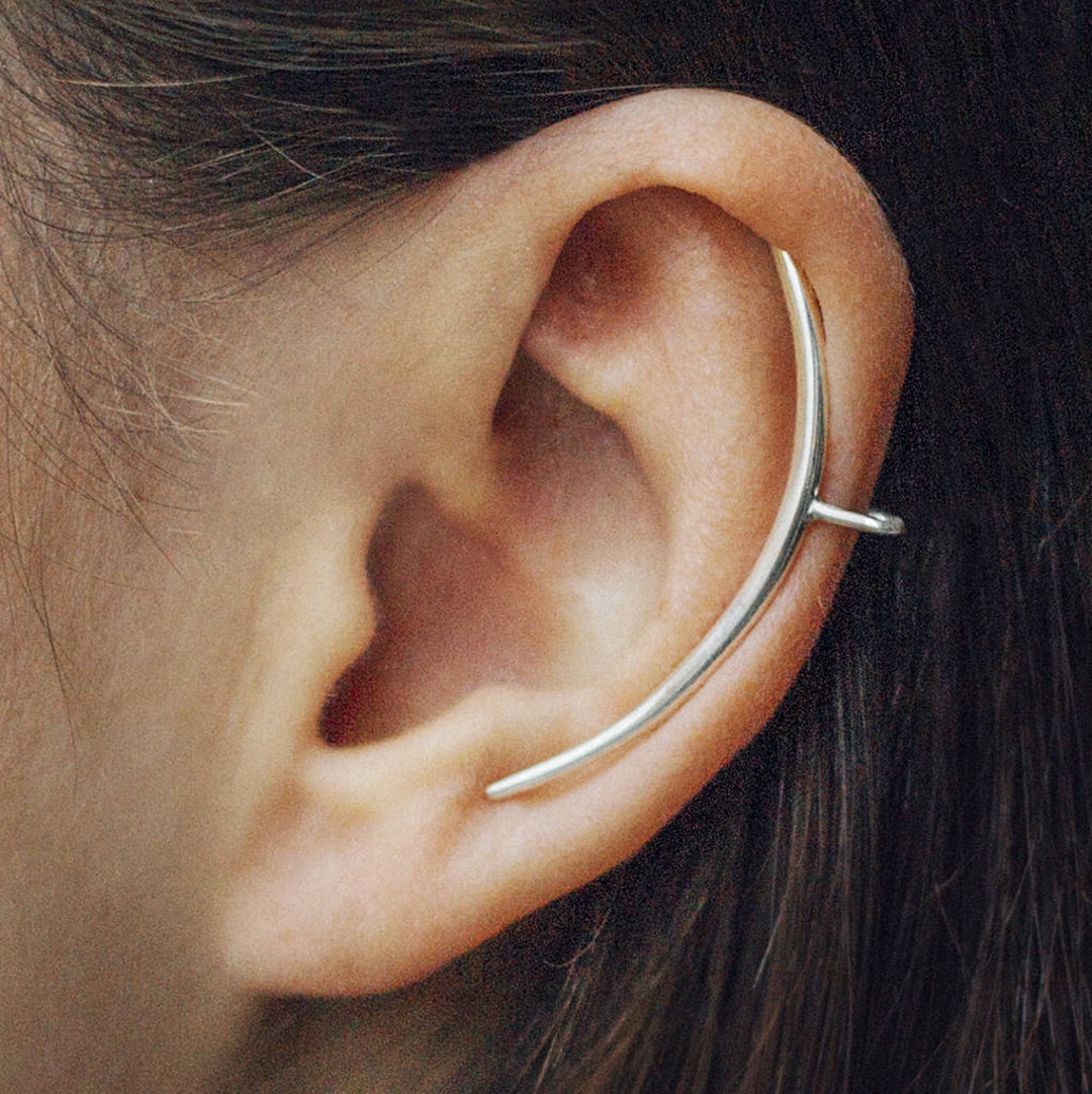 Sterling Silver Ear Climber Cartilage Ear Bar No Pierce Ear Cuff Ear Climber  Bar Cartilage Ear Cuff Silver Ear Bar Ear Crawler Bar Earrings - Etsy