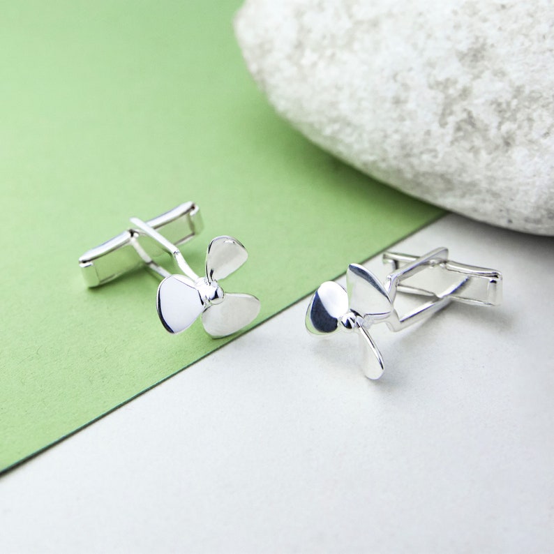 Groomsman Sterling Silver Propeller Cufflinks