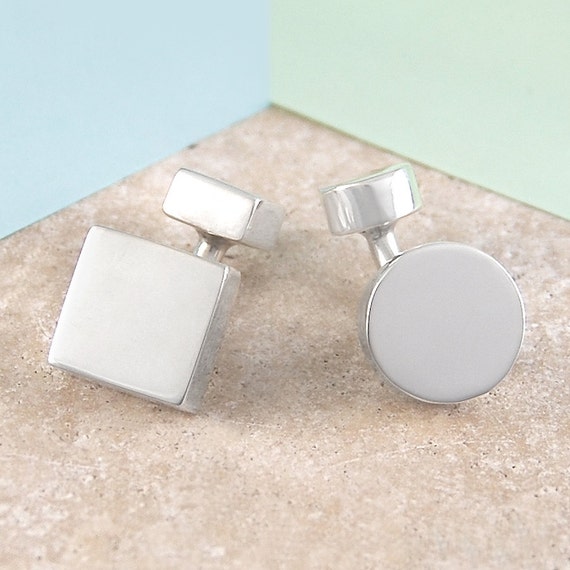 Silver Cufflinks Round Cufflinks Square Cufflinks Father s Day