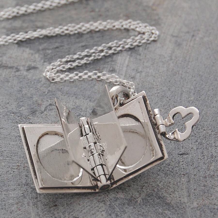 Sterling Silver Book Locket Pendant 