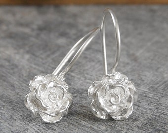 Rose Blumen Tropfen Ohrringe Sterling Silber Florale Ohrringe Natur Ohrringe Alltägliche Ohrringe Niedliche Ohrringe Baumeln Mütter Geschenk