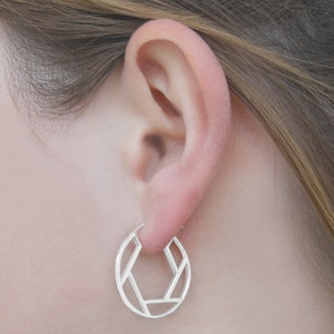 Geometric Earrings Sterling Silver Earrings Minimal Earrings Sterling Silver Hoops Simple Earrings Modern Earrings Hexagon Hoops Latch Studs Round