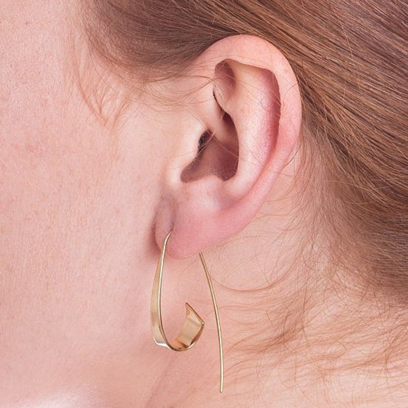 Gold Hoop Earrings Gold Earrings Gold Drops Gold Dangly Earrings Gold Drop Earrings Hoop Earrings Drop Hoop Earrings Hoops Earring Gift image 2