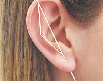 Rose Gold Triangle Ear Pin,Geometric Ear Crawler,Sterling Silver Earring,Cartialge Ear Cuff,Trendy Earring,Punk Gift,Cool Jewelry,Teen Gift Rose Gold Triangle Ear Pin,Geometric Ear Crawler,Sterling Silver Earring,Cartialge Ear Cuff,Trendy Earring,Punk Gift,Cool Jewelry,Teen Gift