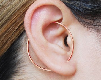 Rose Gold Ear Cuff Rose Gold Earrings Modern Earring Circle Earrings Geometric Earring Gold Hoop Earrings Sterling Silver Earrings
