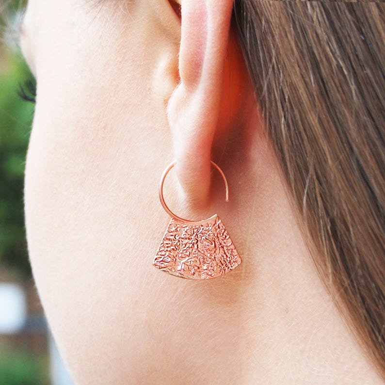 Rose Gold Hoops Vintage Earrings Otis Jackson Boho Jewelry 925 Handmade Earrings Simple Earrings Rose Gold Jewelry Birthday Gifts