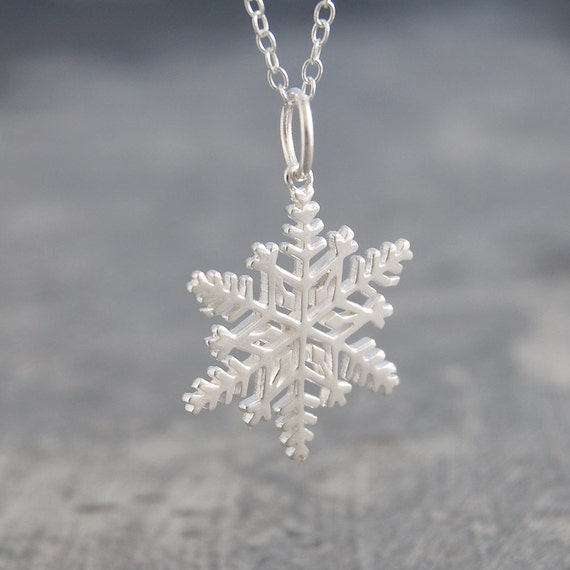 Womens Small Silver Snowflake Pendant Necklace - Winter Jewelry - Loralyn  Designs