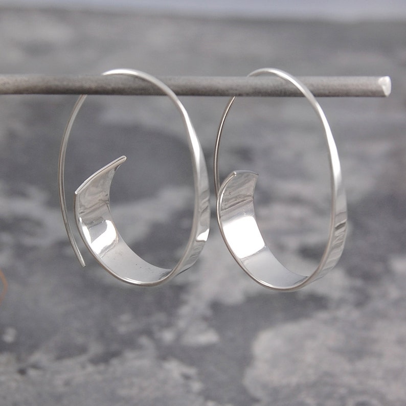 Sterling Silver tapered Hoop Earrings for Women