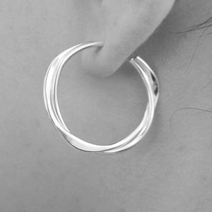 Gold Twisted Double Hoop Earrings Sterling Silver Stud Hoop Earrings Handmade Dangle Earring for Women Small Gold Hoop Earrings image 7