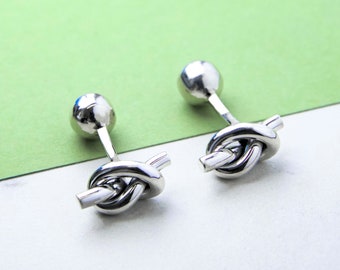 Knot Cufflinks Sterling Silver Wedding Cufflinks Solid Silver Gift Nautical Cufflinks Knotted Cufflinks 925 Handmade Cufflinks