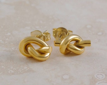 Gold Knot Stud Earrings Nautical Jewelry Stud Earrings Sterling Silver Gold Gold Studs Wire Studs Designer Earrings Love Knot