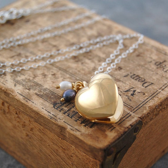 Gold Heart Locket Necklace Heart 