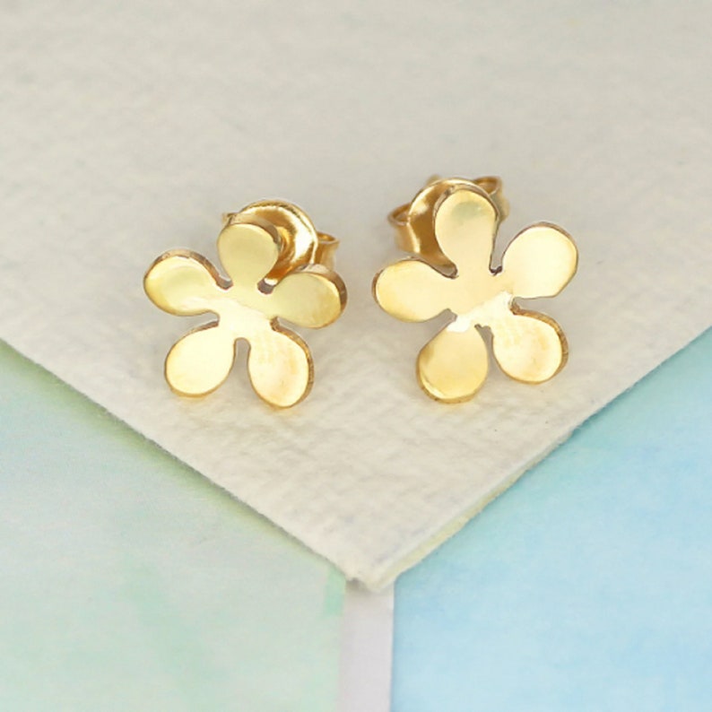 Sterling Silver Flower Stud Earrings Stud Earrings Flower Earrings Nature Jewelry Silver Studs Floral Stud Earrings 18k Gold Plating