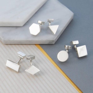 Sterling Silver Square Cufflinks Cuff Links For Groom Boyfriend Gifts Groomsman Cufflinks image 5