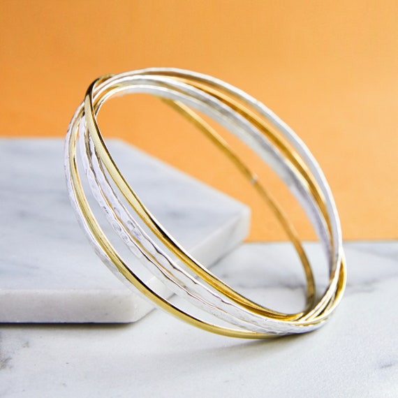 14k Gold Bangle Bracelet set (Available in Silver Tone)