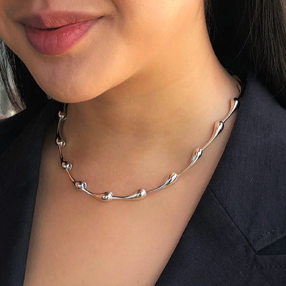 Silver Statement Necklace 925 Silver Necklace Classic Silver