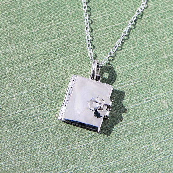 Sterling Silver Book Locket Pendant 