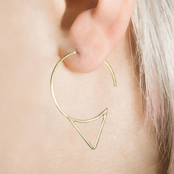 Geometrische achteckige Kreolen Bast-Ohrringe Statement-Ohrringe für Frauen 