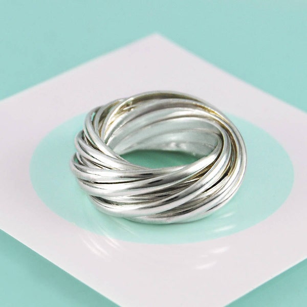 Rolling Rings Silver Ring 14 Band Wedding Ring Statement Ring Interlocking Ring Sterling Silver Ring Silver Ring for Women Unique Ring