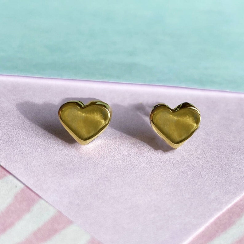 Sterling Silver Heart Stud Earrings Heart Shaped Earrings Romantic Jewelry Heart Studs Dainty Earrings Tiny Studs Small Heart Earrings image 5
