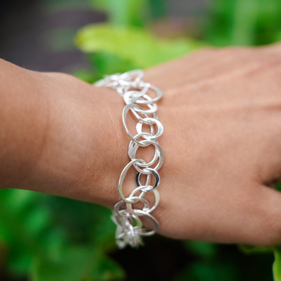 Big Link Chain Bracelet, Statement Bracelet, Silver Chain Bracelet, Chunky  Bracelet, Rock Bracelet, Uno De 50 Style - Etsy | Chunky silver jewellery,  Bracelet designs, Silver chain bracelet