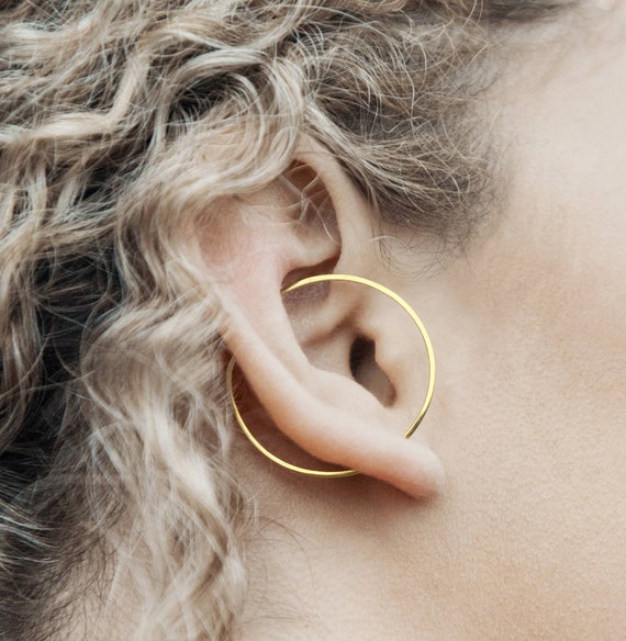 Gold-Toned Lock-Shaped Boho Hoop Earrings