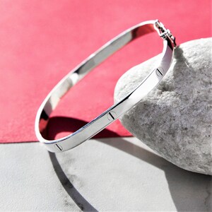 Solid Silver Screw Accent Bangle Sterling Silver Cuff Bracelet Silver Bangle Bracelets For Women Handmade Arm Cuff Anniversary Gift Plain Silver
