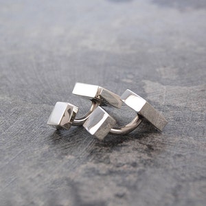 Sterling Silver Square Cufflinks Cuff Links For Groom Boyfriend Gifts Groomsman Cufflinks image 3