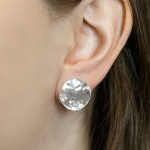 tiny hexagon pyramid ear-stud earrings in polished sterling silver —  circlesmith