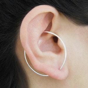 Sterling Silver Round Cuff Earrings