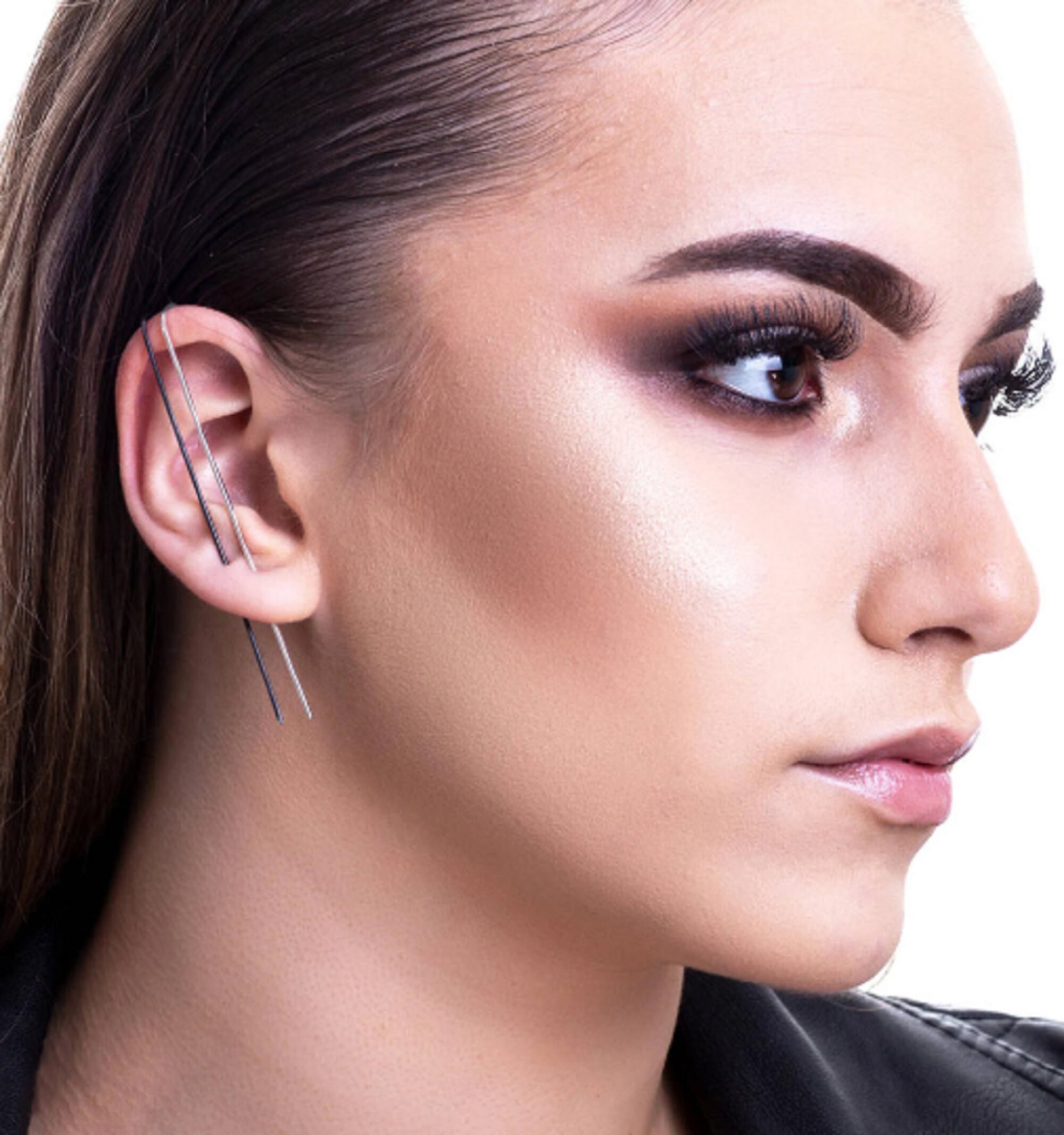 Rose Gold Ear Pin Ear Spear Piercing Ear Cuffsyellow Gold Etsy UK