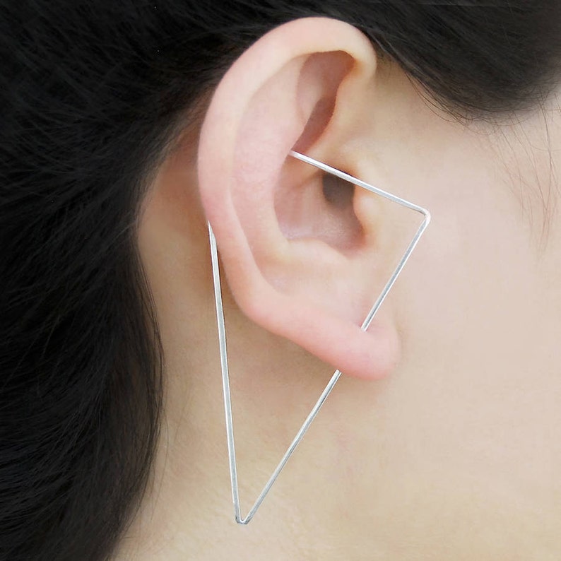 Sterling Silver Triangle Cuff Earrings