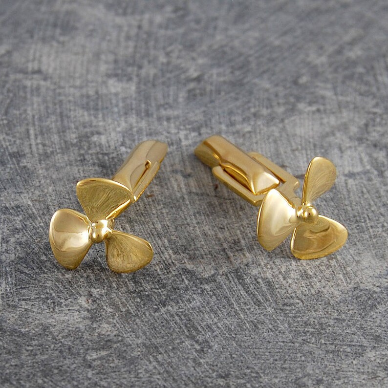 Gold Sterling Silver Propeller Cufflinks