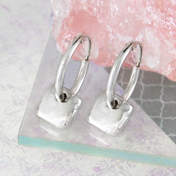 Sterling silver huggie earrings with charms deals
