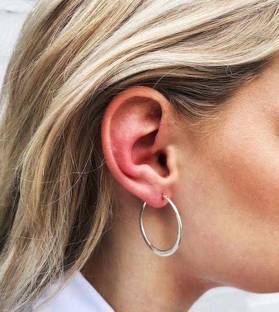 Buy Hoop Earrings online : Sterling silver 925 Hoop earing with catch 30 mm  - Com-forsa S.L.