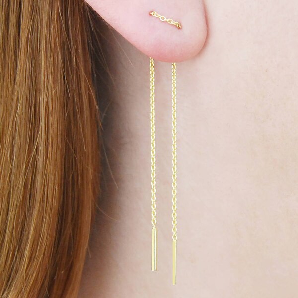 Gold Chain Threader Earrings Threader Earrings Gold Threader Earrings Gold Earrings Chain Drop Earrings Gold Chain Earrings