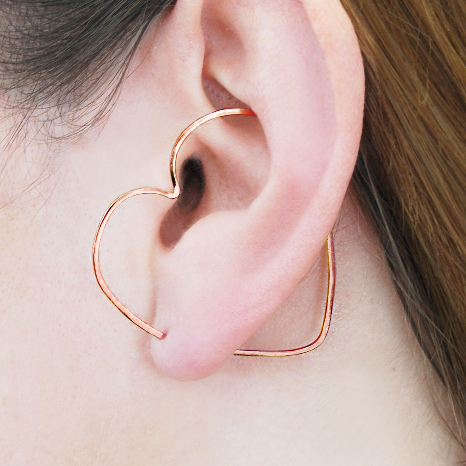 Rose Gold Ear Cuff Rose Gold Earrings Modern Earring Circle Etsy